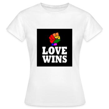 Love wins - Women's T-Shirt - white - Front - AI Model Female 172 dark (172cm)