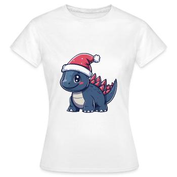 Dinosaure Stegosaurus Noël Mignon - T-shirt Femme - blanc - Devant - AI Model Female 172 dark (172cm)