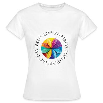 Sérénité - Méditation - Amour - Joie - T-shirt Femme - blanc - Devant - AI Model Female 172 dark (172cm)