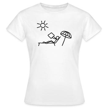 Sonnenbad & Zeitung lesen - Frauen T-Shirt - Weiß - Vorne - AI Model Female 172 dark (172cm)