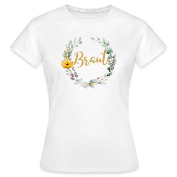 TEAM BRAUT! Blumenkranz, Pastel Personalisierbar - Frauen T-Shirt - Weiß - Vorne - AI Model Female 172 dark (172cm)