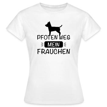 Pfoten weg - Mein Frauchen ! - Frauen T-Shirt - Weiß - Vorne - AI Model Female 172 dark (172cm)
