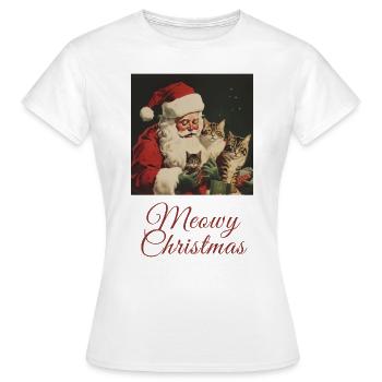 Meowy Christmas Cat - Frauen T-Shirt - Weiß - Vorne - AI Model Female 172 dark (172cm)