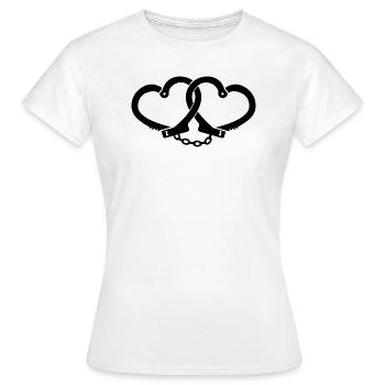 Menottes de l’amour - coeur cher menottes - T-shirt Femme - blanc - Devant - AI Model Female 172 dark (172cm)