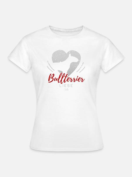 Bullterrier Liebe mit Herz - Frauen T-Shirt - Weiß