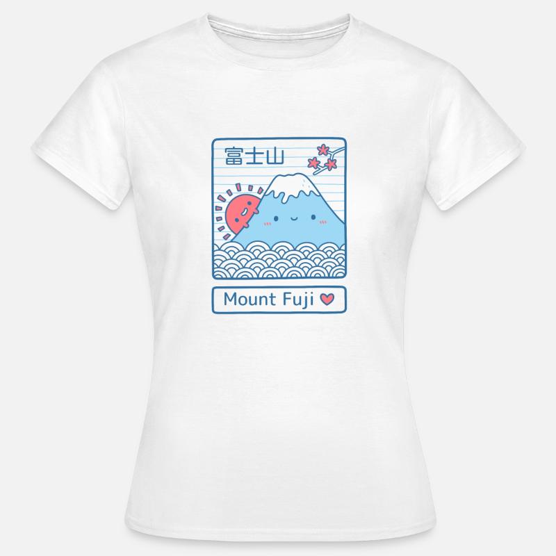 Simpatico Monte Fuji e Red Sun Doodle - Maglietta da donna - bianco