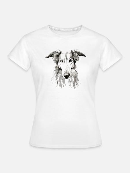 Hundeportrait - Barsoi - Frauen T-Shirt - Weiß