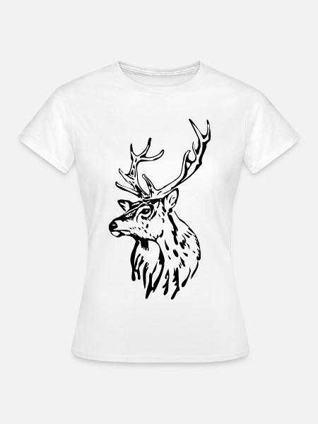 Hirschkopf [Schwarz] - Frauen T-Shirt - Weiß