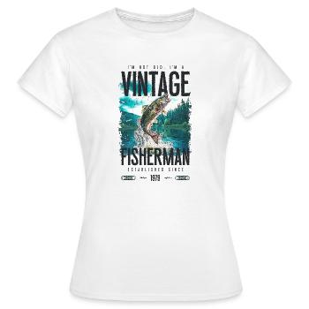 Vintage Forelle Fischer Angeln Geburtstag 1979 - Frauen T-Shirt - Weiß - Vorne - AI Model Female 172 dark (172cm)