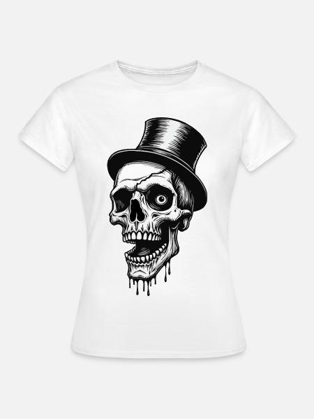 Zylinder Schaedel - Frauen T-Shirt - Weiß