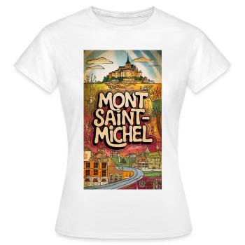 Mont Saint-Michel Psychedelische Skyline Frankreich Stadt - Frauen T-Shirt - Weiß - Vorne - AI Model Female 172 dark (172cm)