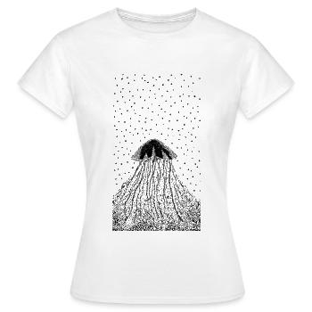 Méduse Minimaliste Noir et Blanc - T-shirt Femme - blanc - Devant - AI Model Female 172 dark (172cm)