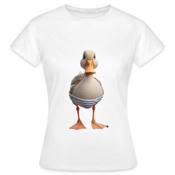 Canard nageur rayé - T-shirt Femme - blanc - Devant - AI Model Female 172 dark (172cm)