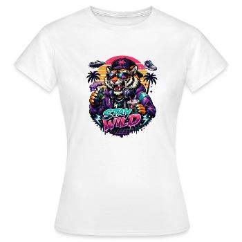 Tiger DJ Stay Wild Neon - Women's T-Shirt - white - Front - AI Model Female 172 dark (172cm)