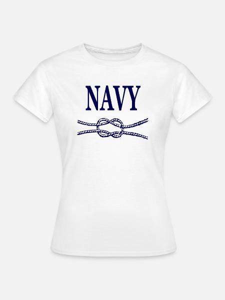NAVY BLAUE SCHRIFT - Frauen T-Shirt - Weiß