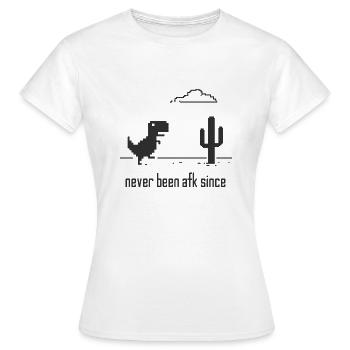 Never afk nerd internet wifi dino gambler - Women's T-Shirt - white - Front - AI Model Female 172 dark (172cm)