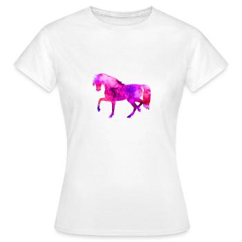 Cheval animaux drôles aquarelle bleu-rose t-shirt Kin - T-shirt Femme - blanc - Devant - AI Model Female 172 dark (172cm)