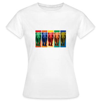 Éléphants - Pop Art - T-shirt Femme - blanc - Devant - AI Model Female 172 dark (172cm)