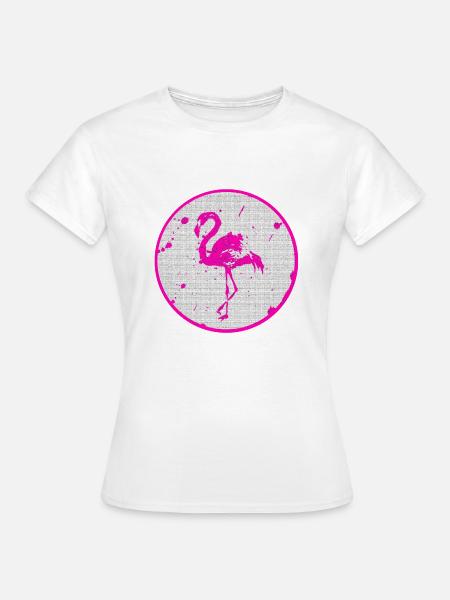 Pinker Flamingo - Frauen T-Shirt - Weiß