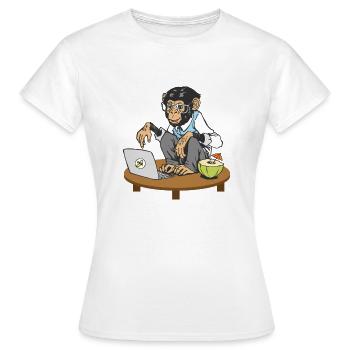 Affe vor Laptop - Frauen T-Shirt - Weiß - Vorne - AI Model Female 172 dark (172cm)