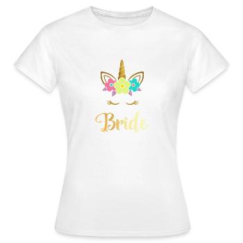 Braut Einhorn mit Gold und Blumen verlobt Geschenk - Frauen T-Shirt - Weiß - Vorne - AI Model Female 172 dark (172cm)