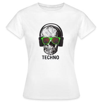 TECHNO T-Shirt - Drum and Bass Tee - Women's T-Shirt - white - Front - AI Model Female 172 dark (172cm)