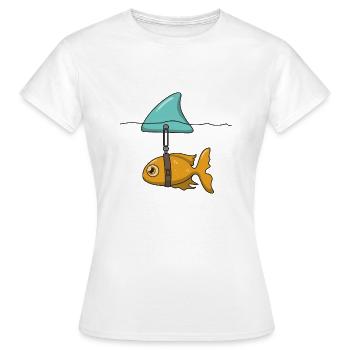 Fish with shark fin - Women's T-Shirt - white - Front - AI Model Female 172 dark (172cm)