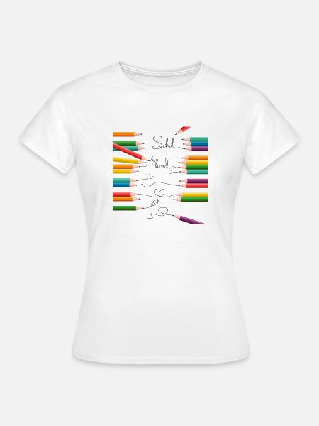 Schulkind Kritzelei Buntstifte Shirt für Schule - Frauen T-Shirt - Weiß