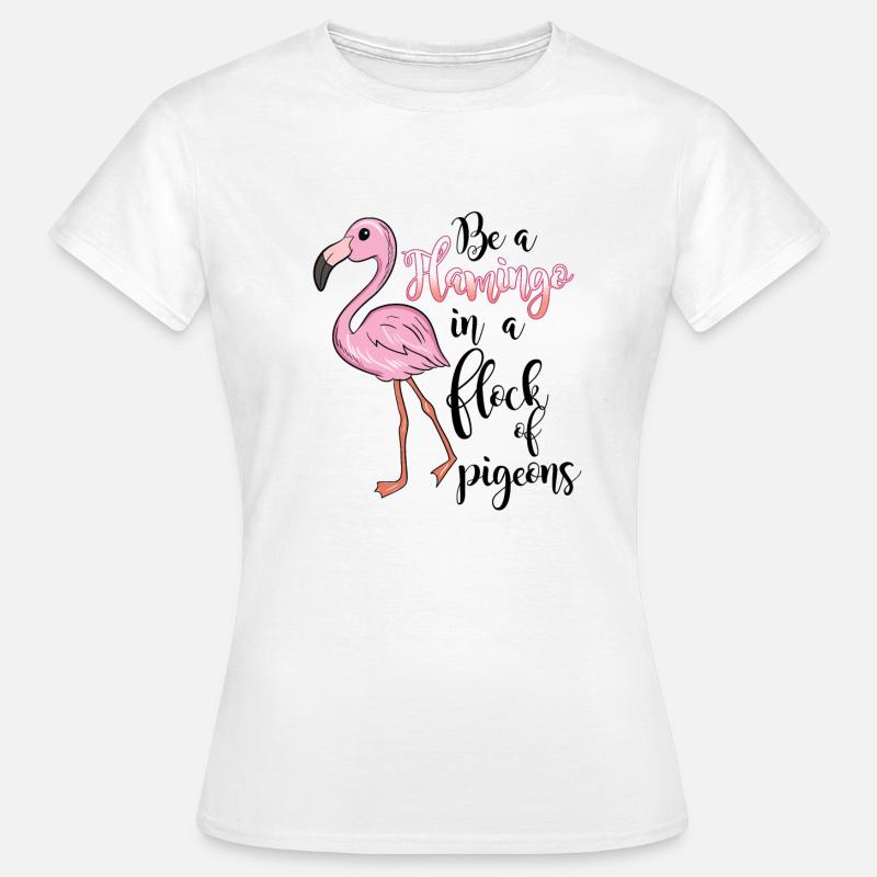 Flamingo mit witzigem Spruch - Dame-T-shirt - hvid