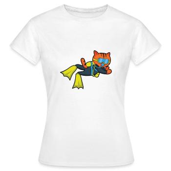 Funny Diving Scuba Diving Cat Diver - T-shirt Femme - blanc - Devant - AI Model Female 172 dark (172cm)