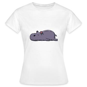 sleep hippopotamus Müdes Faules Nilpferd nope - Frauen T-Shirt - Weiß - Vorne - AI Model Female 172 dark (172cm)