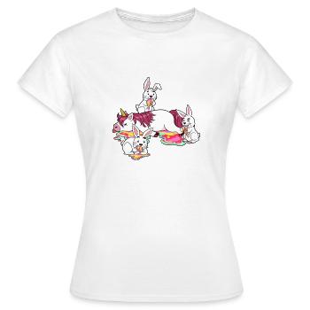 Buntes Einhorn Hase Häschen Kaninchen Brunch Essen - Frauen T-Shirt - Weiß - Vorne - AI Model Female 172 dark (172cm)
