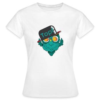 Chouette en couple avec pot sans couvercle - T-shirt Femme - blanc - Devant - AI Model Female 172 dark (172cm)