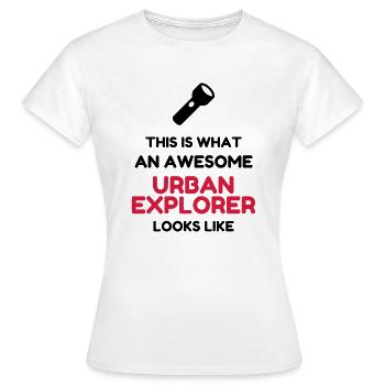 Urbex / Urban Exploration / Explorer / Cataphile - Women's T-Shirt - white - Front - AI Model Female 172 dark (172cm)