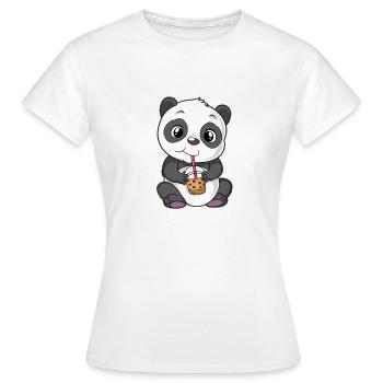 Panda Chocolate Shake Bubble Tea Bear Chocolate - T-shirt Femme - blanc - Devant - AI Model Female 172 dark (172cm)