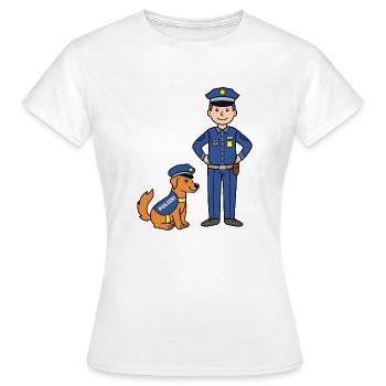 Polizist und Polizeihund - Frauen T-Shirt - Weiß - Vorne - AI Model Female 172 dark (172cm)