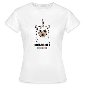 Dream Like a Unicorn Cute Llama Alpaca - Women's T-Shirt - white - Front - AI Model Female 172 dark (172cm)