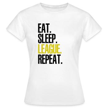 EAT SLEEP LEAGUE REPEAT - Frauen T-Shirt - Weiß - Vorne - AI Model Female 172 dark (172cm)