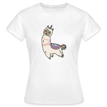 Cute Happy Unicorn Llama Alpaca - Women's T-Shirt - white - Front - AI Model Female 172 dark (172cm)