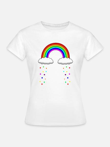 Regenbogen Konfetti bunt Wolke Kostüm Fasching Kar - Frauen T-Shirt - Weiß