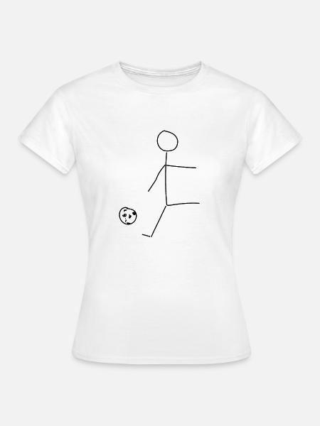 Strich maennchen Fussball - Frauen T-Shirt - Weiß