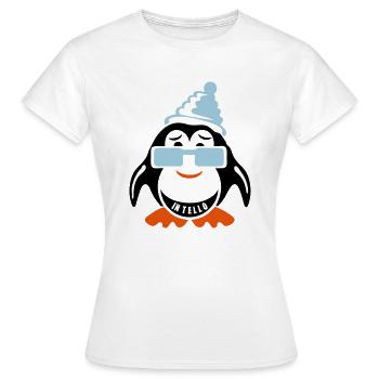 pingouin sourire intello expression bonnet - T-shirt Femme - blanc - Devant - AI Model Female 172 dark (172cm)