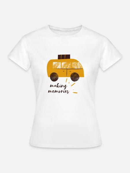 VAN Life Camper Caravan Camping Reise Bus Travel - Dame-T-shirt - hvid
