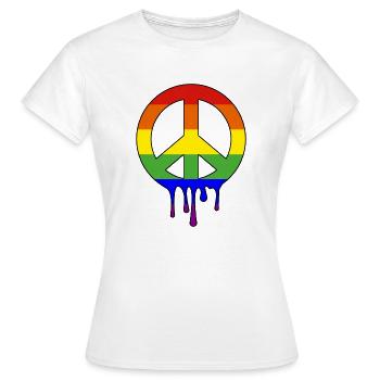 LGBT peace sign in rainbow colors CSD - Women's T-Shirt - white - Front - AI Model Female 172 dark (172cm)
