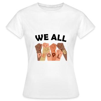 Gegen Rassismus alle Menschen sind gleich - Frauen T-Shirt - Weiß - Vorne - AI Model Female 172 dark (172cm)