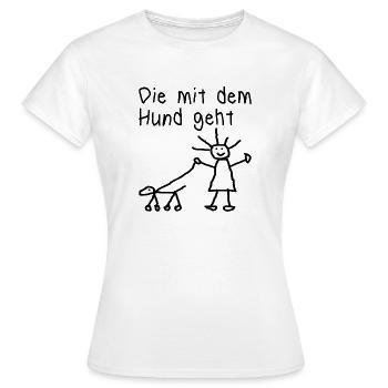 lustiges Hunde Spruch Geschenk Hund Vierbeiner wuf - Frauen T-Shirt - Weiß - Vorne - AI Model Female 172 dark (172cm)