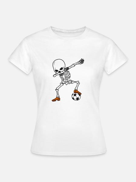 Tanzen Skeleton Dab, Fußball, Halloween Geschenk - Frauen T-Shirt - Weiß