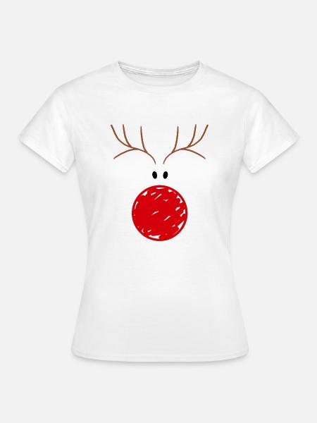 Rentier rote Nase Geschenk Weihnachten für Damen - Frauen T-Shirt - Weiß