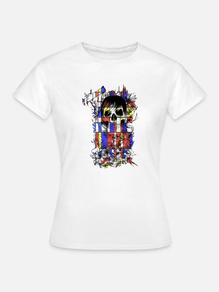 Mondrian Skull Art - Frauen T-Shirt - Weiß