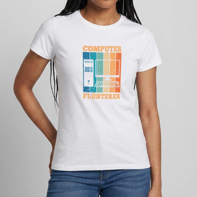Computerflüsterer Informatiker Retro PC Computer Frauen T-Shirt